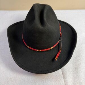 Dorfman Pacific Black Wool Cowboy Hat Size 7 1/4 Western Style Made in USA